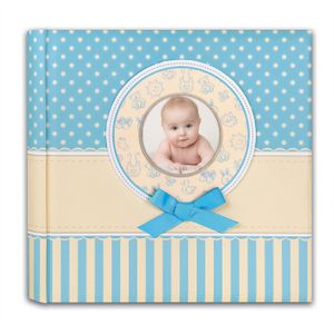 Fotoboek/fotoalbum Matilda baby jongetje met 30 paginas blauw 31 x 31 x 3,5 cm