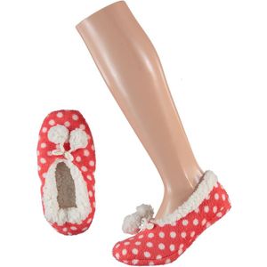 Meisjes ballerina sloffen/pantoffels roze met witte stippen maat 31-33
