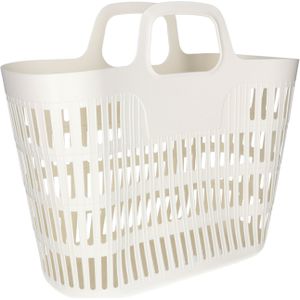 Flexibele wasmand/tas - creme wit - 25 liter - kunststof - 47 x 18 x 41 cm - opbergen