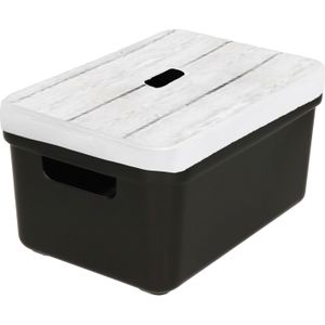 Sunware Opbergbox/mand - zwart - 5 liter - kunststof met deksel