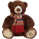 Pluche knuffel beer bruin met sjaal 65 cm