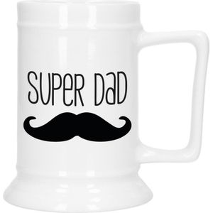 Cadeau Bierpul voor papa - zwart - super pap - keramiek - 530 ml - Vaderdag
