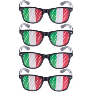 4x stuks zwarte Italie supporters vlag bril voor volwassenen
