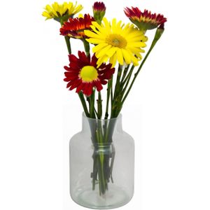 Glazen melkbus bloemen vaas/vazen smalle hals 15 x 20 cm - Transparante bloemenvazen van glas