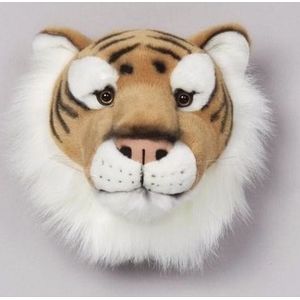 Pluche tijger dierenhoofd knuffel 30 cm - Tijgerkop - Kinderkamer muurdecoratie