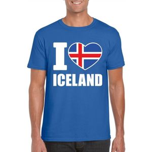 Blauw I love Ijsland fan shirt heren