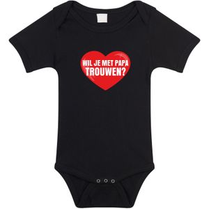 Wil je met papa trouwen huwelijksaanzoek romper zwart voor babys