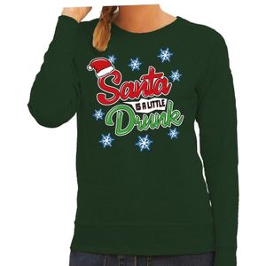 Foute kersttrui / sweater Santa is a little drunk groen dames