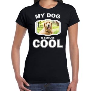 Golden retriever honden t-shirt my dog is serious cool zwart voor dames