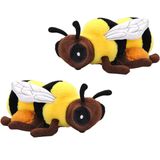 Pluche knuffel dieren Ecokins series - 2x honingbij - zwart/geel - 30 cm