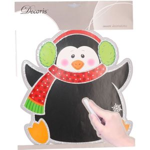 Kerst decoratie pinguin krijtbord sticker 31 x 38 cm