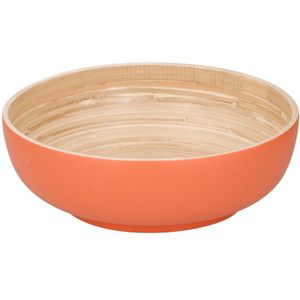 Bamboe serveerschaal oranje 25 cm - Saladeschaal - Slakom - Slaschaal - Slabak - Bamboe servies
