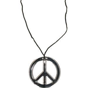 Toppers Hippie Flower Power Peace teken verkleed ketting