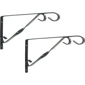 2x stuks muurhaken groen 21.5 x 40 cm - geplastificeerd verzinkt staal - hanging basket haak