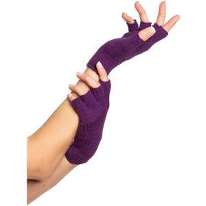 Verkleed handschoenen vingerloos - paars - one size - voor volwassenen