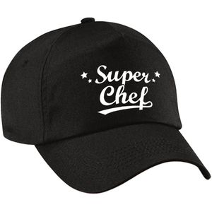 Super chef pet /cap zwart voor volwassenen - chef / baas cadeau