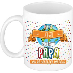 Naam mok papa Johan - wit - de beste - keramiek - 300 ml - Vaderdag/verjaardag