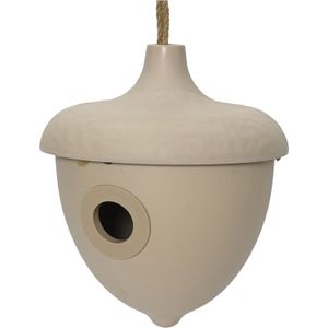 Decoris Vogelhuisje - bamboe hout - beige - D17 x H19 cm - nestkastje