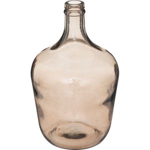 Atmosphera bloemenvaas Bologna - Olijfolie Fles model - transparant - Smoke lichtgrijs glas - H30 x D18 cm