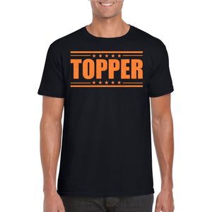 Verkleed T-shirt voor heren - topper - zwart - oranje glitters - feestkleding