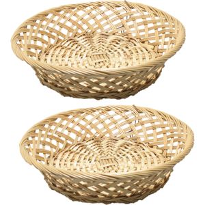 Broodmand rond - 2x - D33 cm - mandje rotan/riet