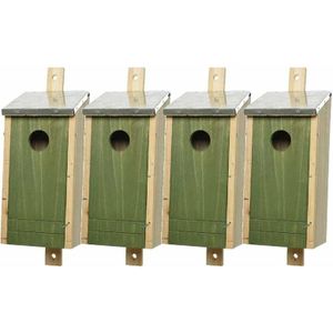 Set van 4 houten vogelhuisjes/nestkastjes donkergroen 26 cm