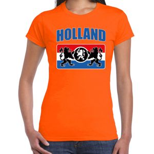 Oranje t-shirt Holland / Nederland supporter Holland met een Nederlands wapen EK/ WK voor dames XS