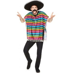 Mexicaanse poncho - regenboog kleuren - one size - Verkleedkleding voor volwassenen