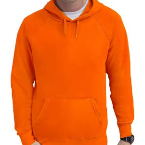 Oranje hoodie / sweater raglan met capuchon voor heren