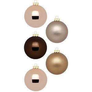 20x stuks glazen kerstballen elegant bruin mix 6 cm glans en mat - Kerstboomversiering/kerstversiering