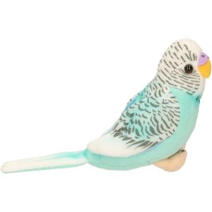 Pluche Blauwe Grasparkiet Knuffel 14 cm - Parkiet Vogel Huisdieren Knuffels - Speelgoed