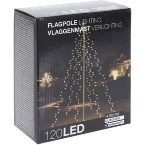 Kerstverlichting vlaggenmast - 120 led lampjes - warm wit - 6 strengen - incl. grondhaken