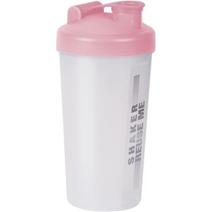 Shakebeker/Shaker/Bidon - 700 ml - transparant/roze - kunststof