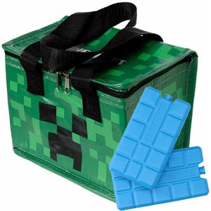 Puckator Kleine lunch koeltas met 2x koelelement - Minecraft print - 4,4 liter