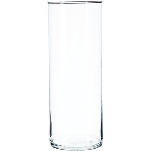 Bloemenvaas cilinder vorm van transparant glas 40 x 15 cm
