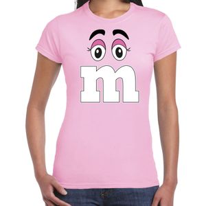 Verkleed t-shirt M voor dames - lichtroze - carnaval/themafeest kostuum