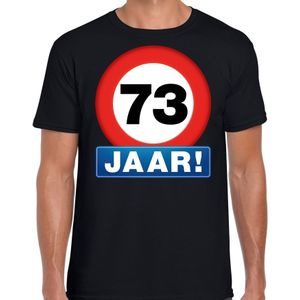 Stopbord 73 jaar verjaardag t-shirt zwart voor heren