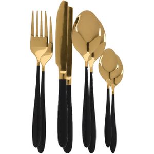 Excellent Houseware Bestekset Tableware Collection - 32-delig - goud/zwart - RVS - 8 personen