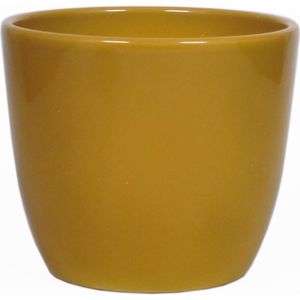 Plantenpot - okergeel - glanzend - keramiek - 17 x 15 cm - plantenpotten binnen