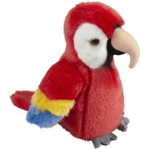 Pluche knuffel dieren rode macaw papegaai vogel van 19 cm