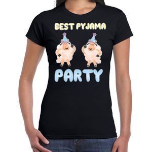 Verkleed T-shirt voor dames - best pyjama party - zwart - carnaval - foute party