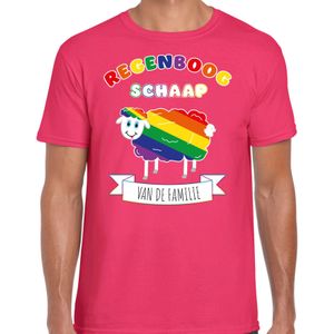 Gay Pride T-shirt voor heren - regenboog schaap - roze - LHBTI