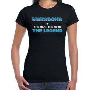 Maradona naam t-shirt the man / the myth / the legend zwart voor dames