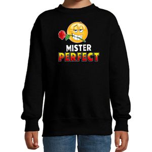 Funny emoticon sweater Mister perfect zwart kids