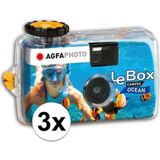 3x Wegwerp onderwater cameras voor 27 kleuren fotos