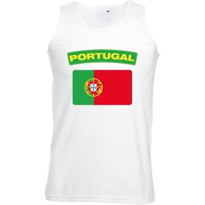 Singlet shirt/ tanktop Portugese vlag wit heren