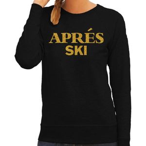 Apres ski sweater dames - Apres ski - zwart - glitter goud - wintersport - skieen/snowboarden