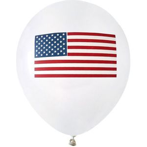 24x Witte ballonnen met Amerikaanse vlag/USA thema 23 cm