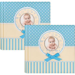 2x Fotoboek/fotoalbum Matilda baby jongetje met 30 paginas blauw 31 x 31 x 3,5 cm
