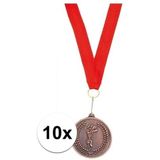 10x Bronzen medailles derde prijs aan rood lint